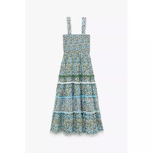 Zara Blue Floral Midi Dress